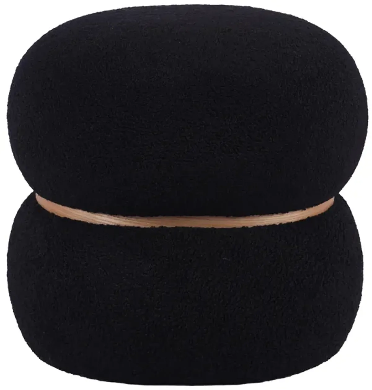 Helga Black Vegan Shearling Oval Ottoman