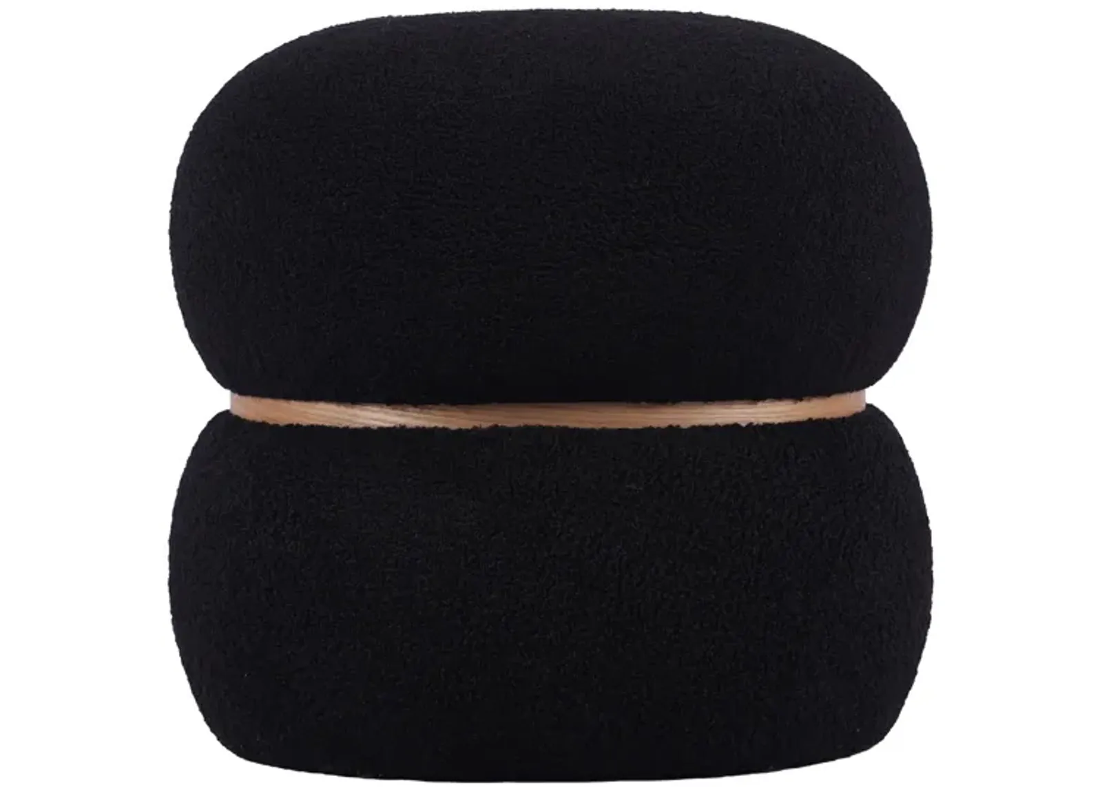 Helga Black Vegan Shearling Oval Ottoman