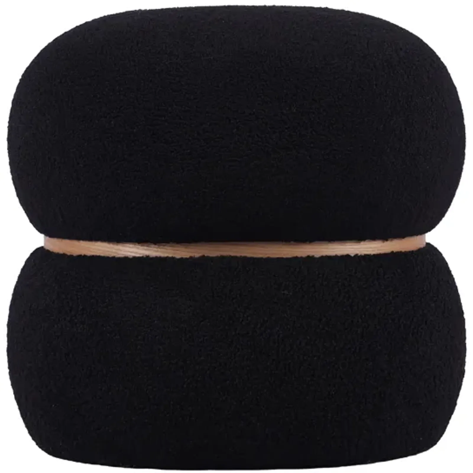 Helga Black Vegan Shearling Oval Ottoman