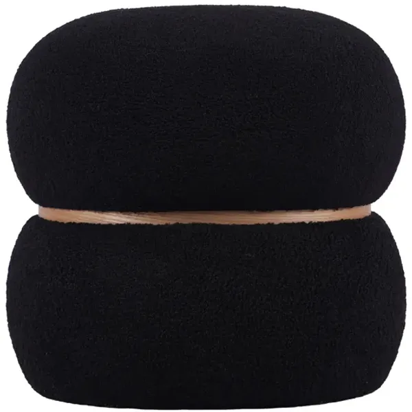 Helga Black Vegan Shearling Oval Ottoman