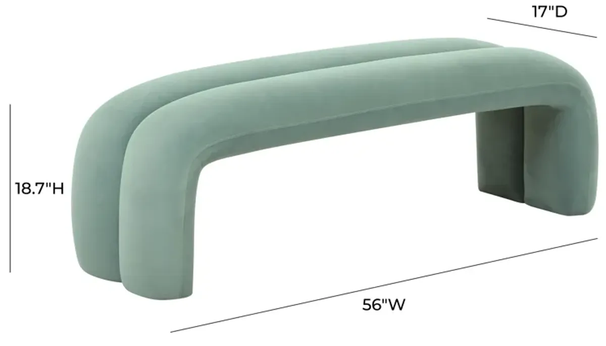 Leigh Green Velvet Channeled Bench