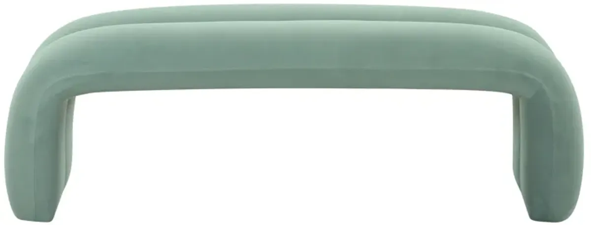 Leigh Green Velvet Channeled Bench