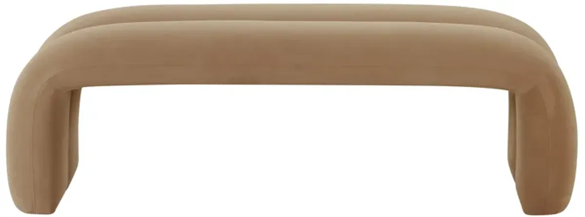 Leigh Taupe Velvet Channeled Bench