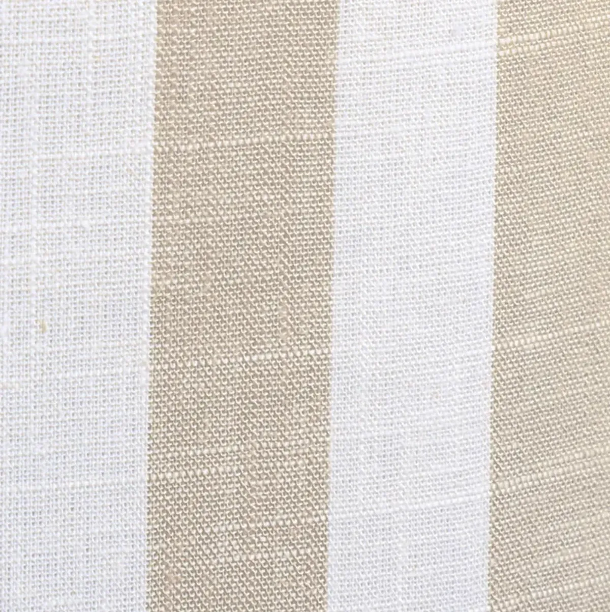 Dex Beige Striped Linen Ottoman