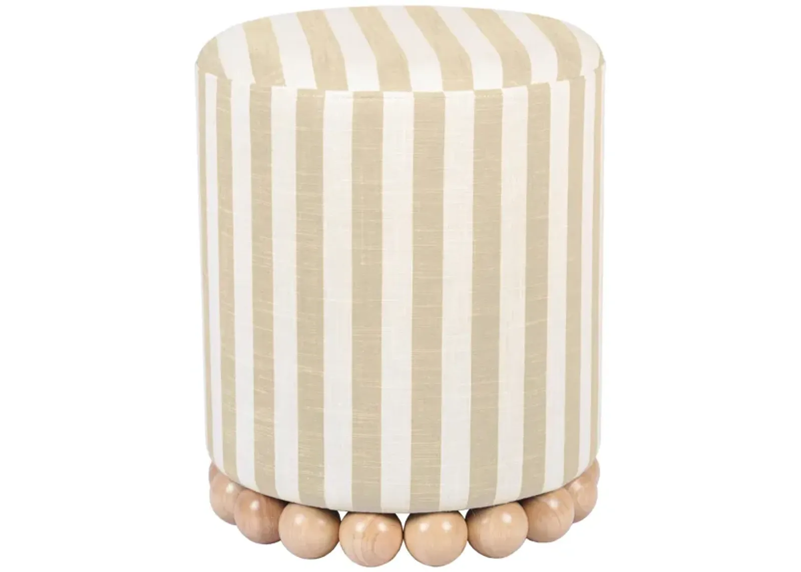 Dex Beige Striped Linen Ottoman