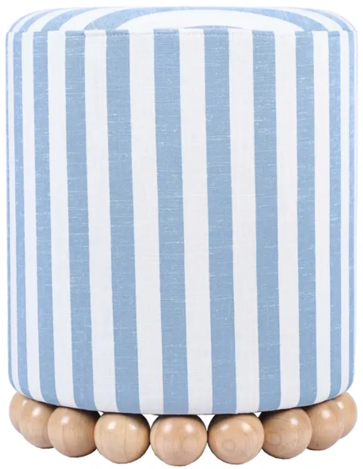 Dex Pastel Blue Striped Linen Ottoman
