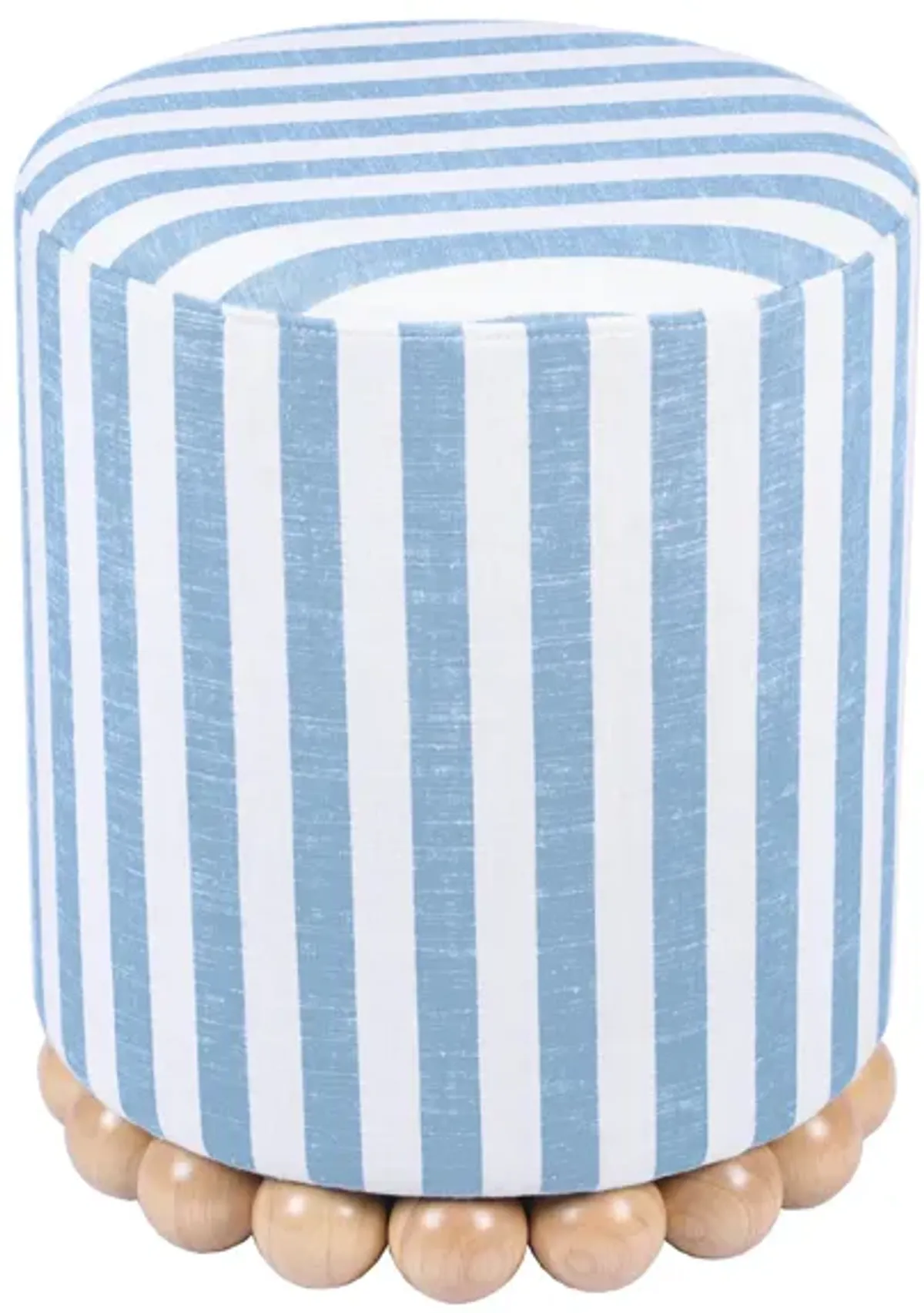 Dex Pastel Blue Striped Linen Ottoman