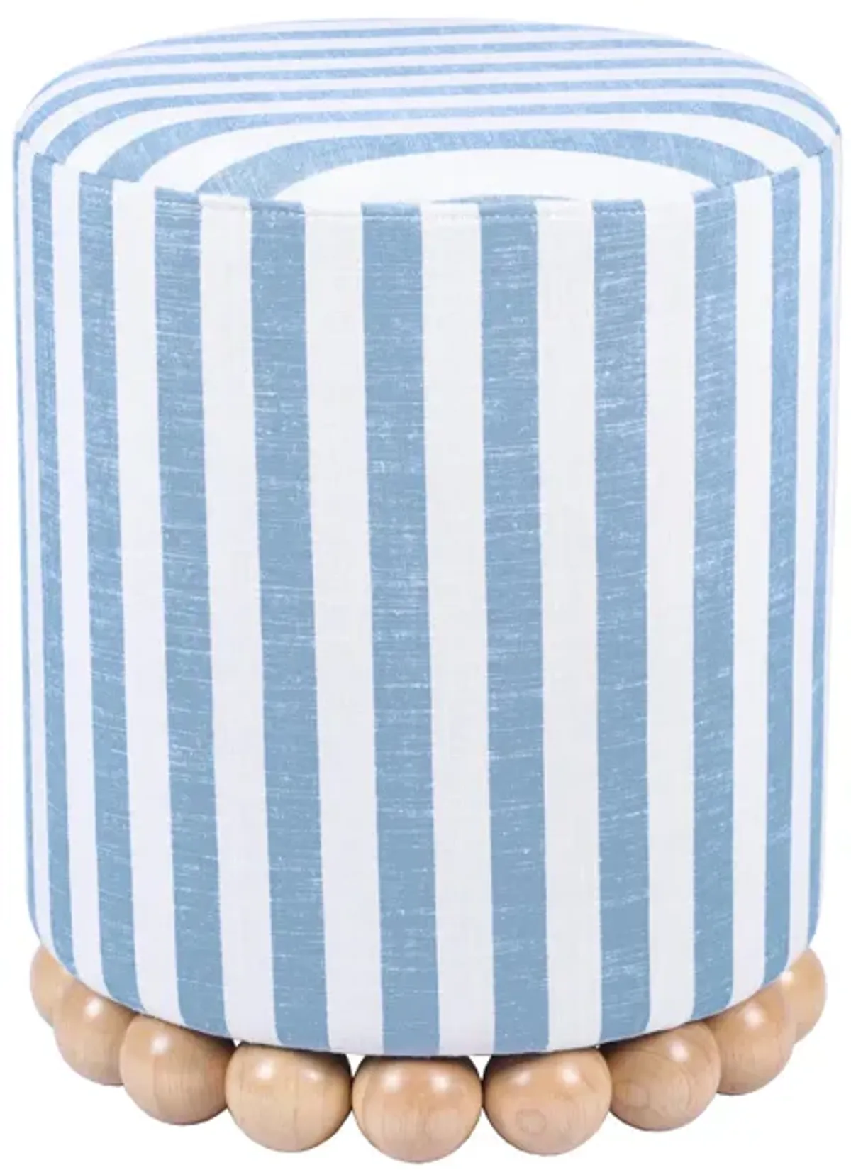 Dex Pastel Blue Striped Linen Ottoman