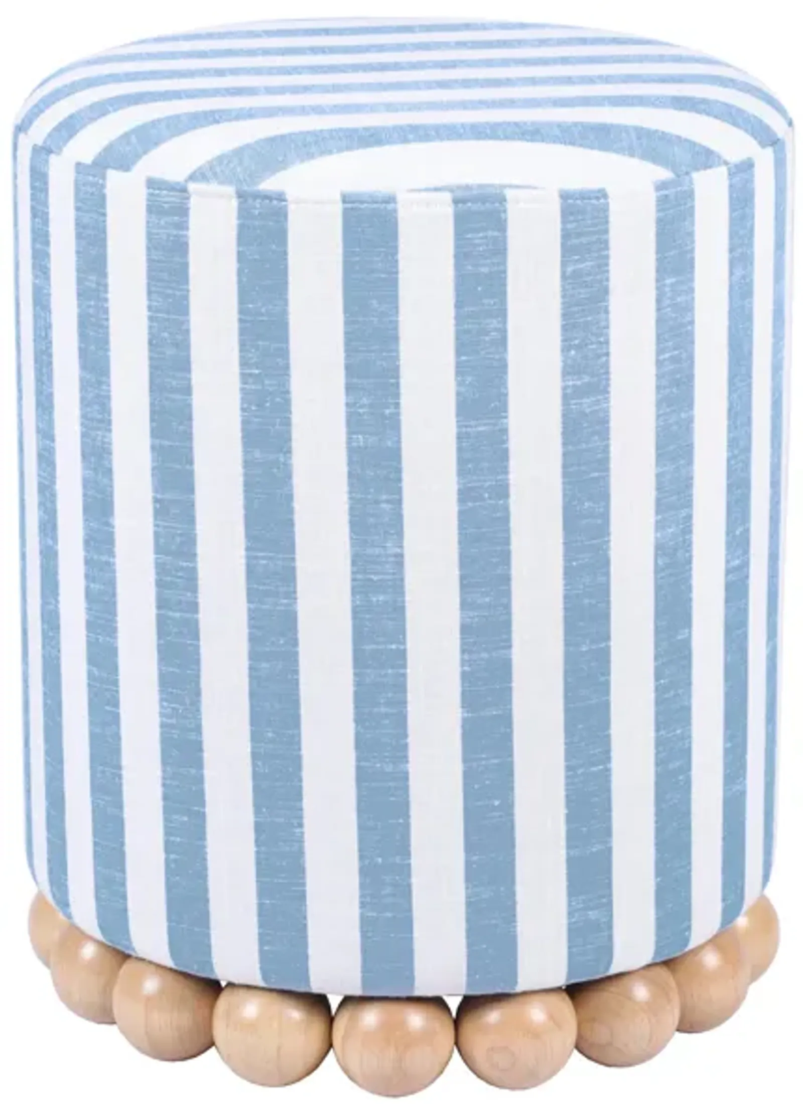 Dex Pastel Blue Striped Linen Ottoman