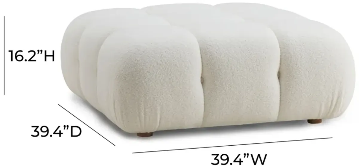 Calliope Cream Vegan Shearling Modular Ottoman