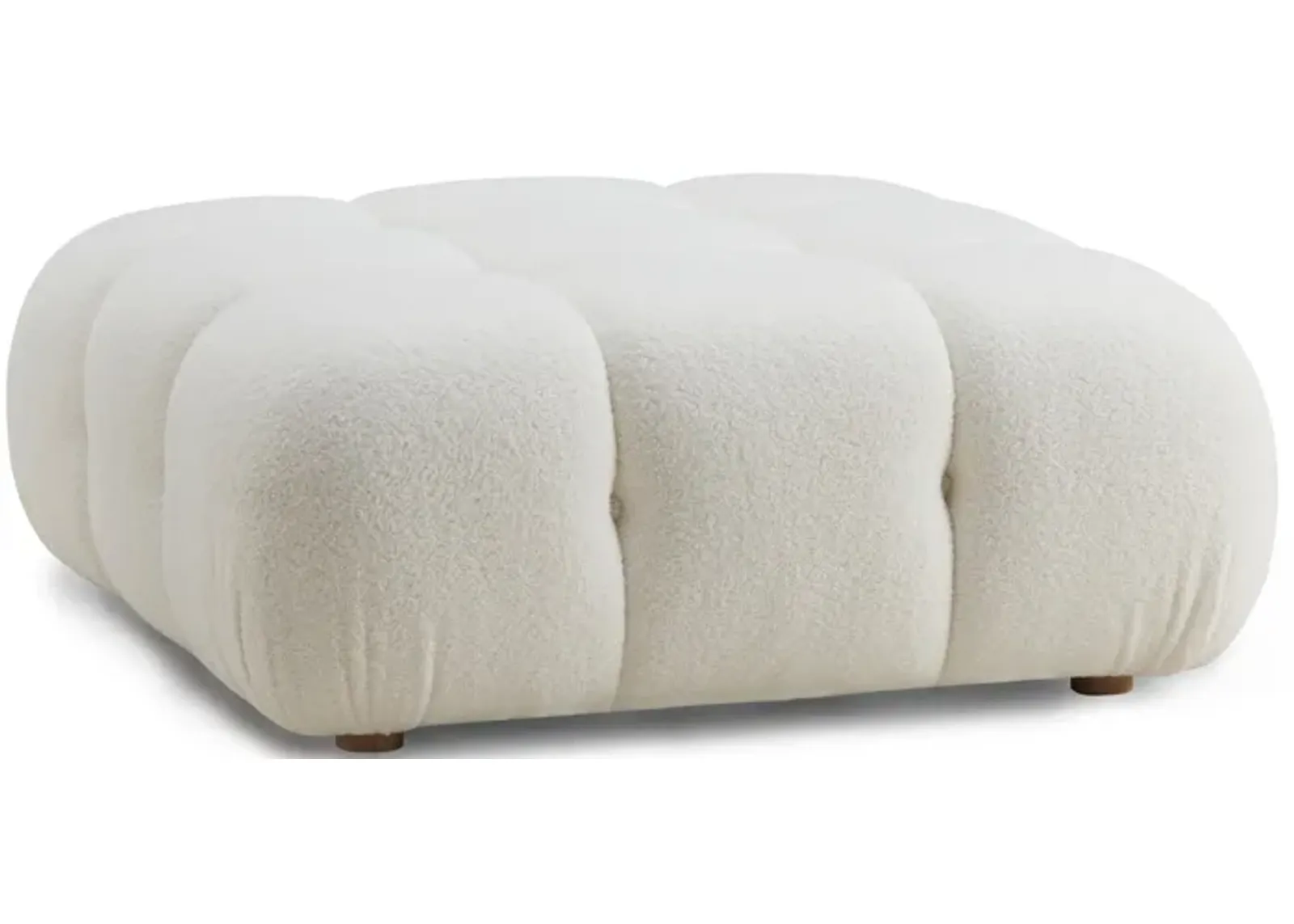 Calliope Cream Vegan Shearling Modular Ottoman