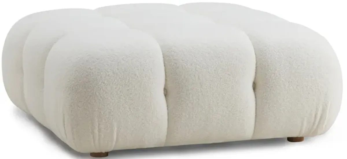 Calliope Cream Vegan Shearling Modular Ottoman