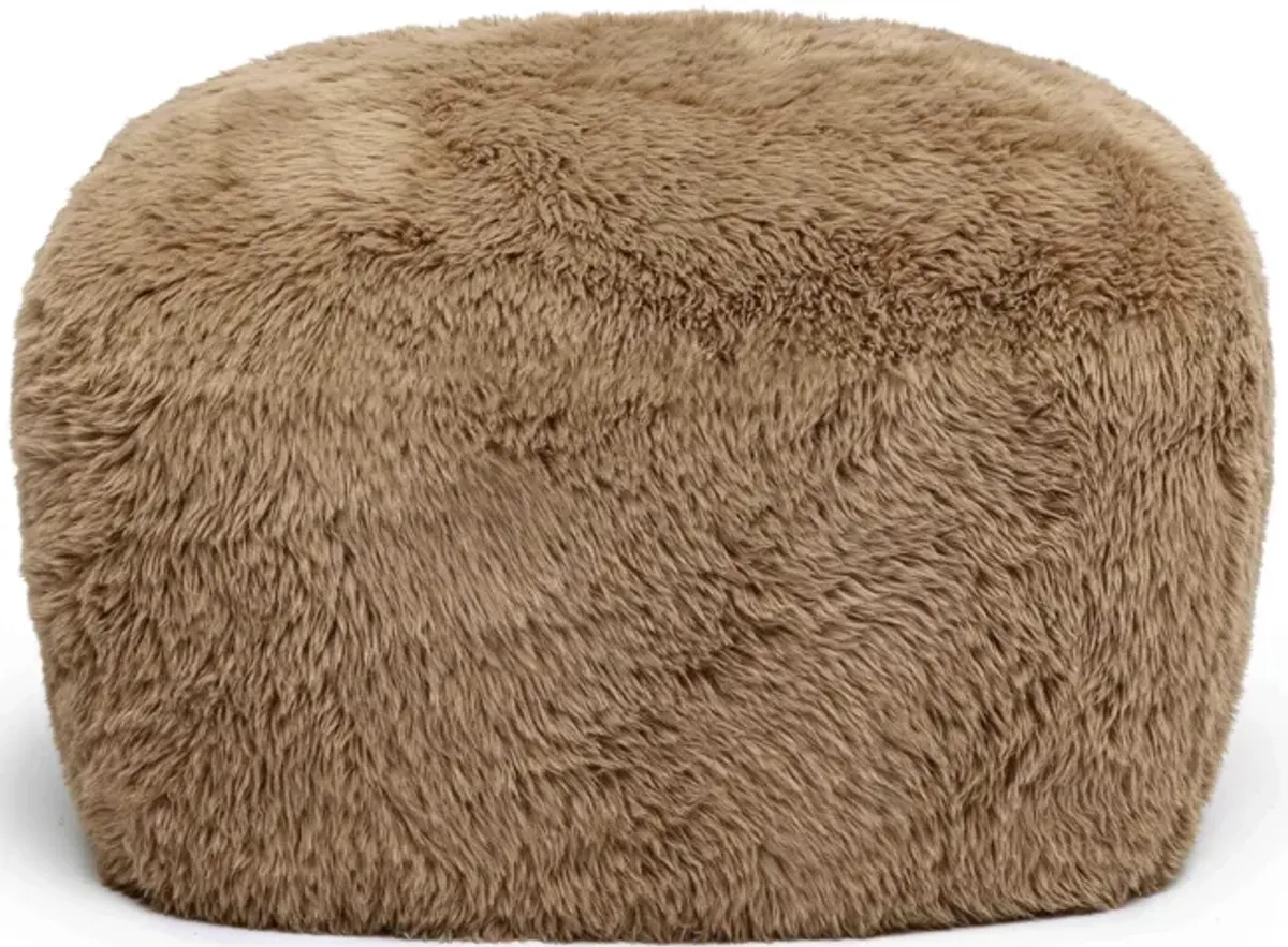 Britt Dark Taupe Vegan Shearling Ottoman