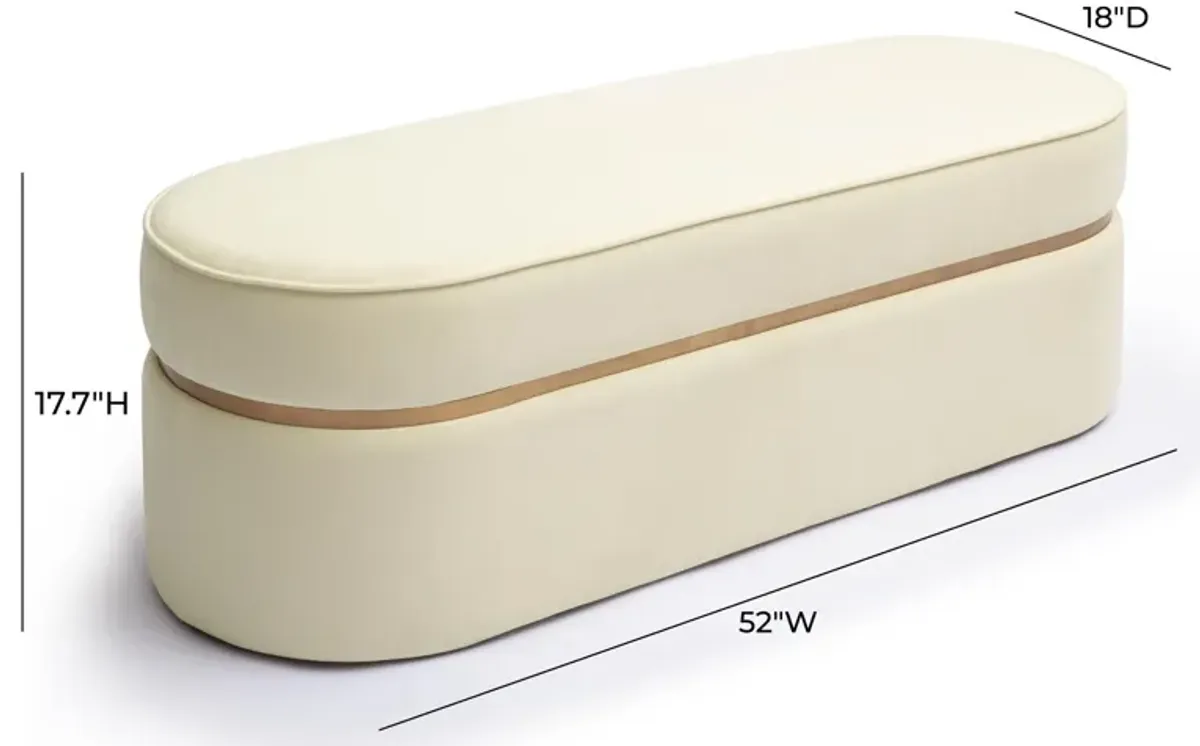 Pomp Cream Velvet Bench