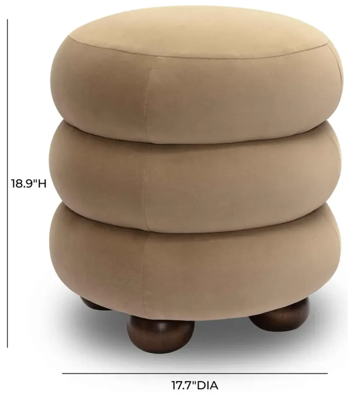 Stefanie Taupe Velvet Ottoman