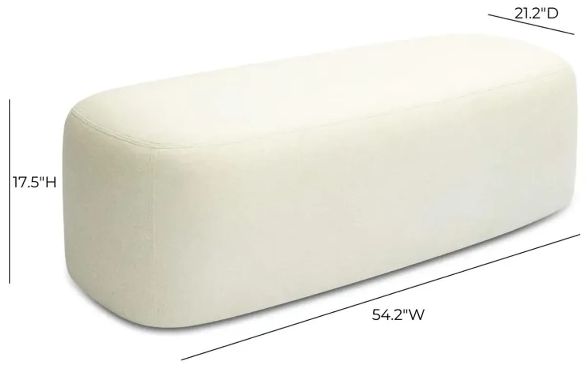 Graceland Cream Faux Mohair Bench