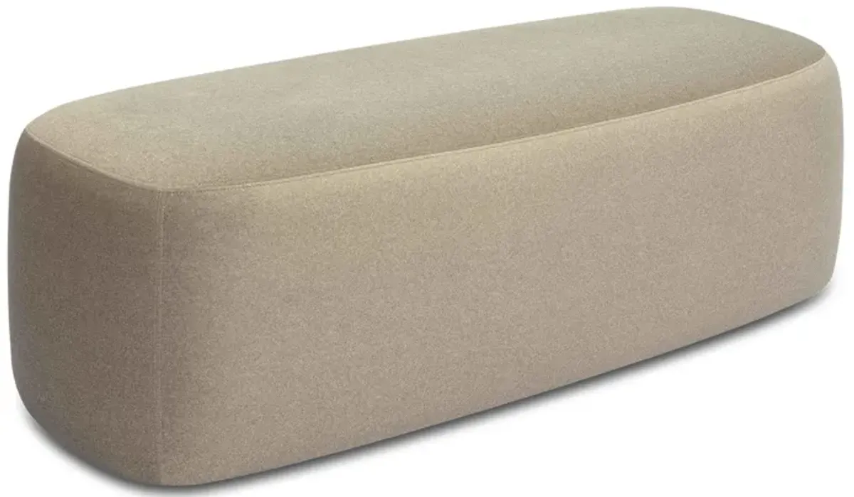 Graceland Taupe Faux Mohair Bench