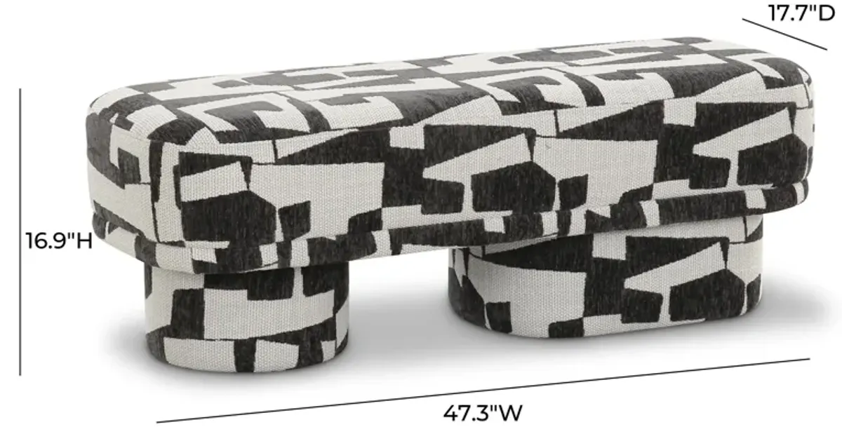 Lena Black and White Jacquard Bench