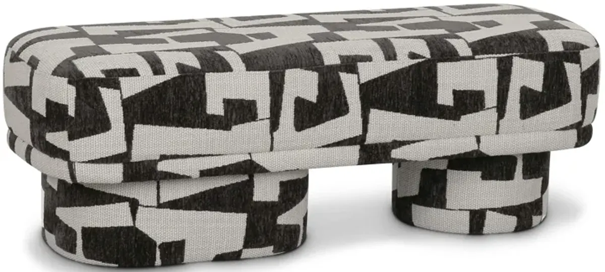 Lena Black and White Jacquard Bench