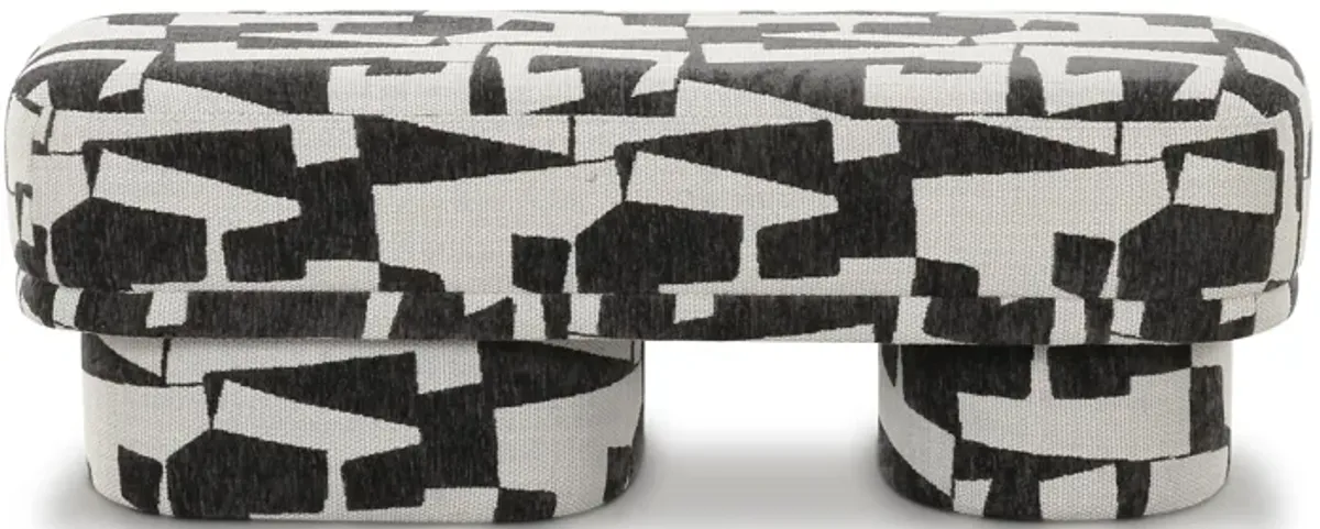 Lena Black and White Jacquard Bench