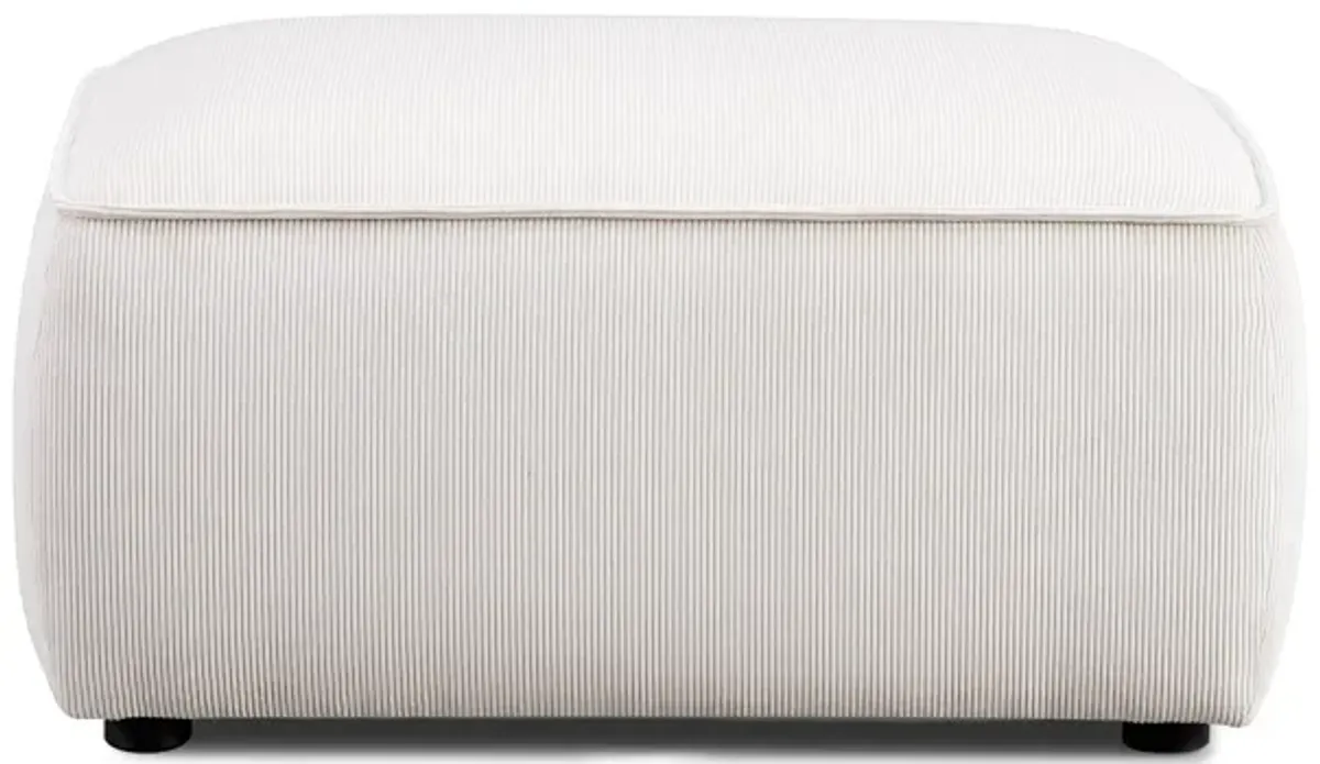 Travie White Sand Performance Corduroy Velvet Ottoman