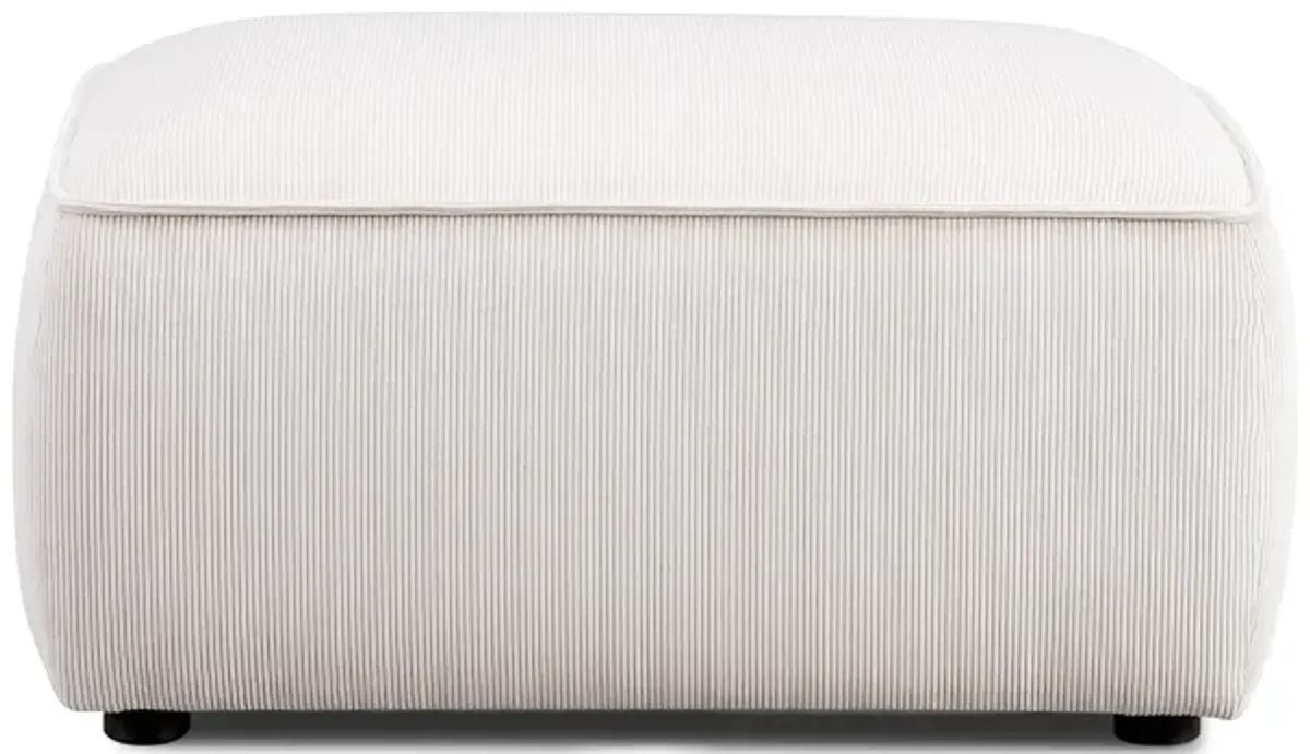 Travie White Sand Performance Corduroy Velvet Ottoman