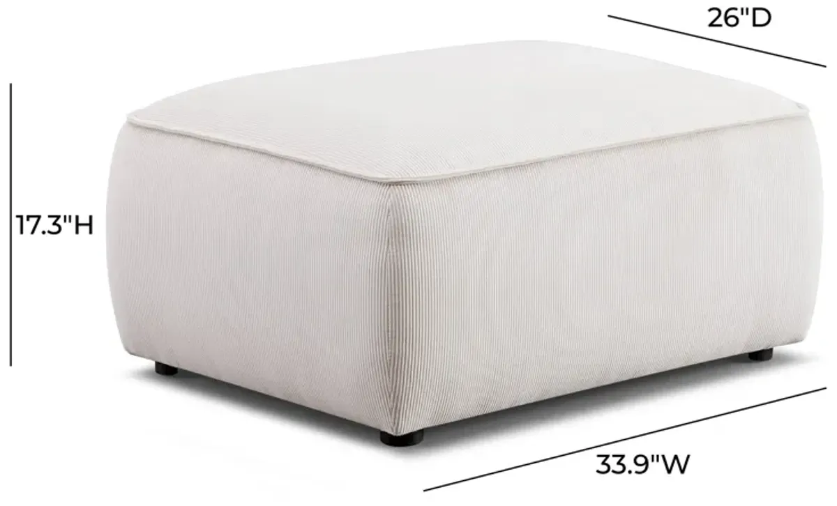 Travie White Sand Performance Corduroy Velvet Ottoman