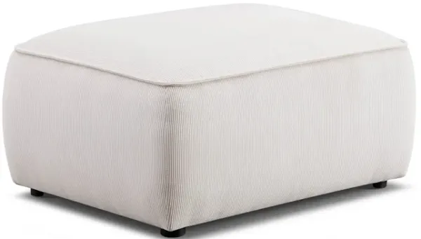 Travie White Sand Performance Corduroy Velvet Ottoman