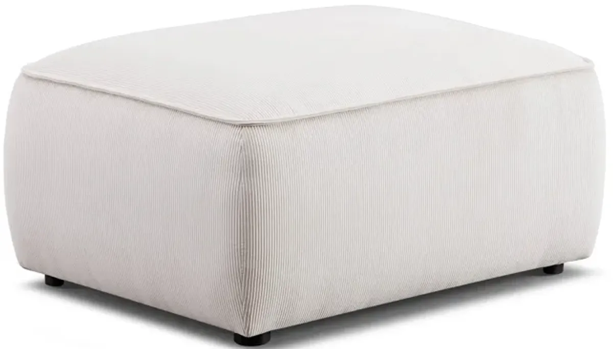 Travie White Sand Performance Corduroy Velvet Ottoman