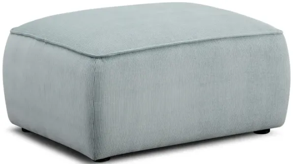 Travie Sea Blue Performance Corduroy Velvet Ottoman