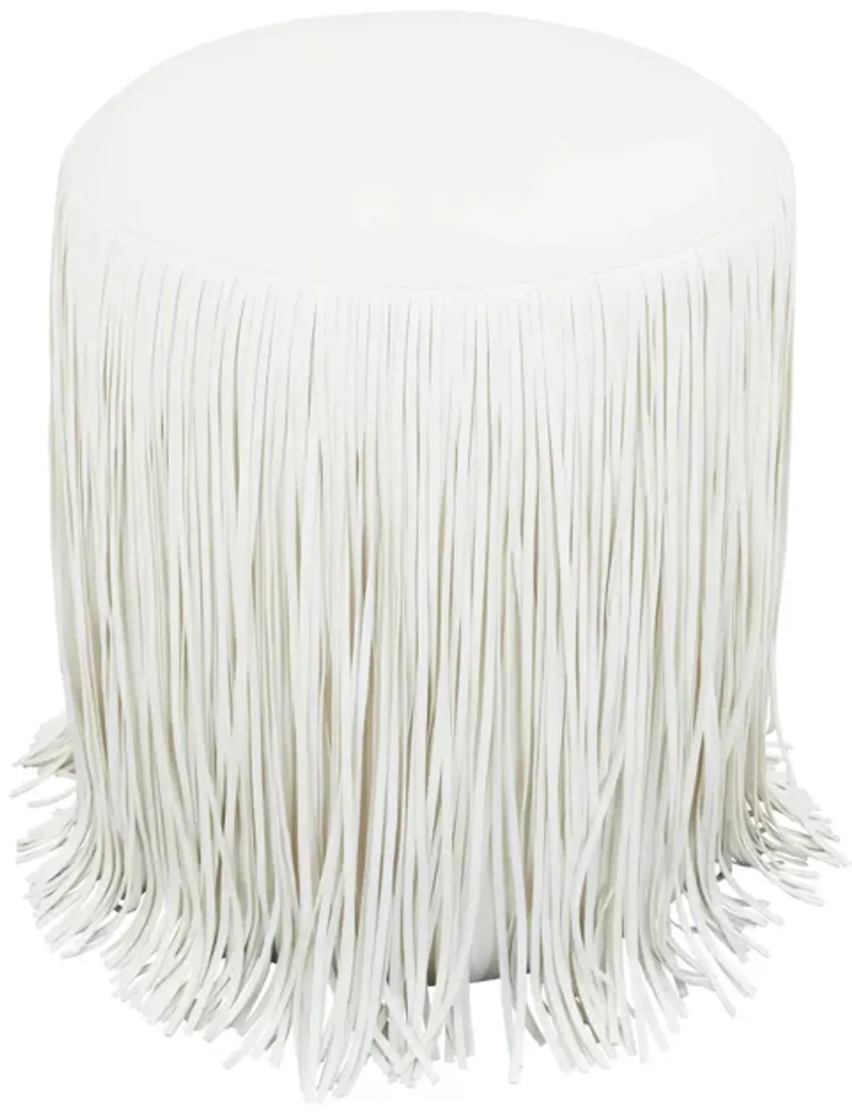 Shag Me Ivory Performance Vegan Leather Ottoman