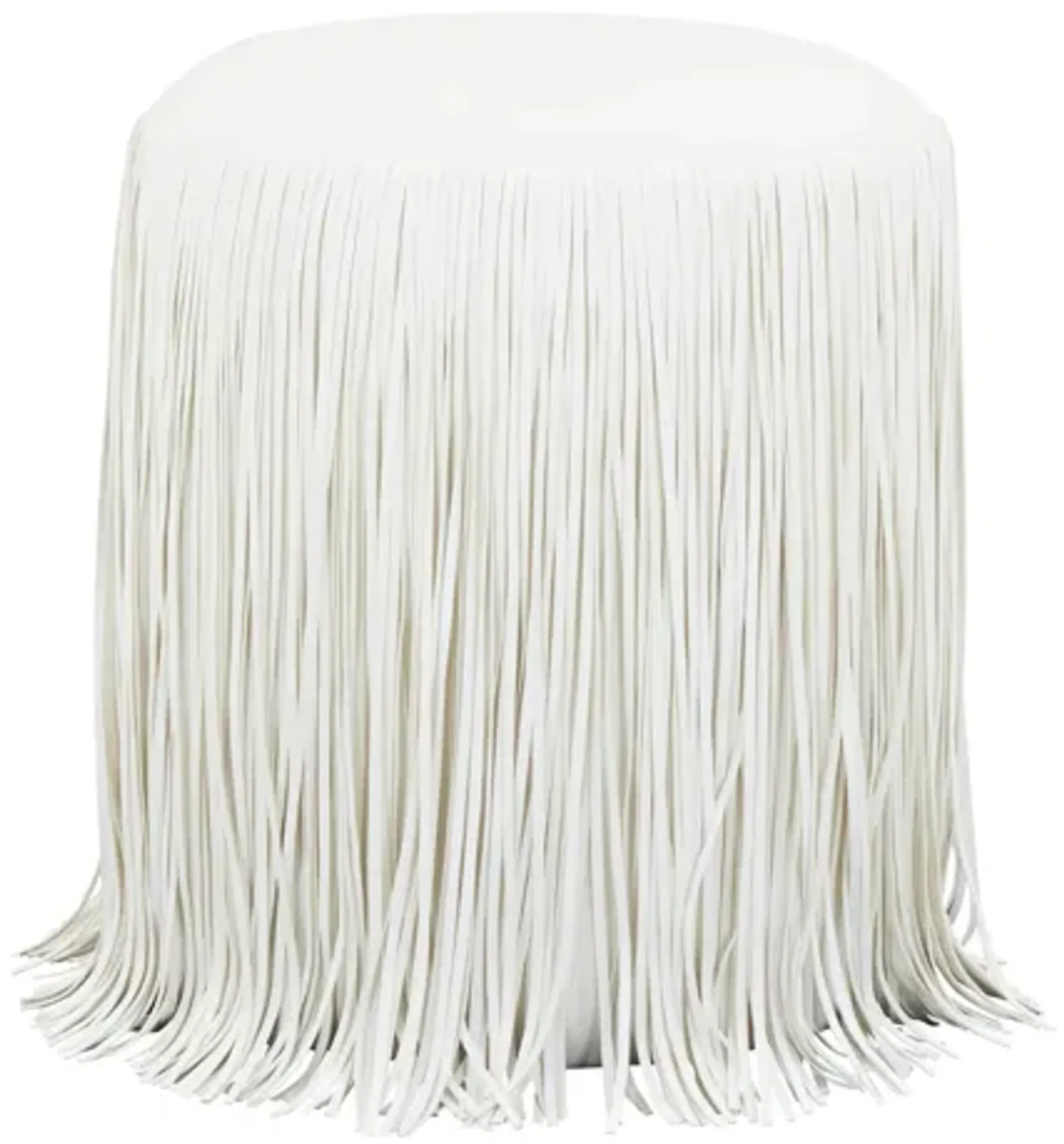 Shag Me Ivory Performance Vegan Leather Ottoman