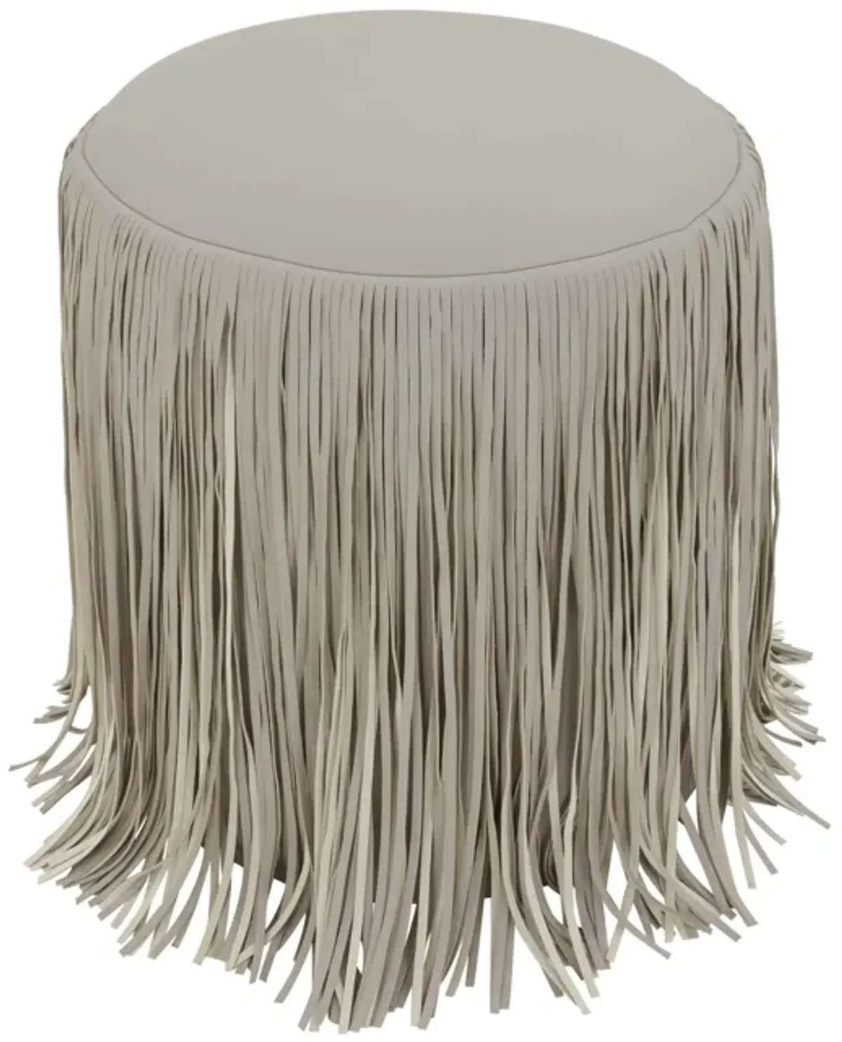 Shag Me Grey Performance Vegan Leather Ottoman