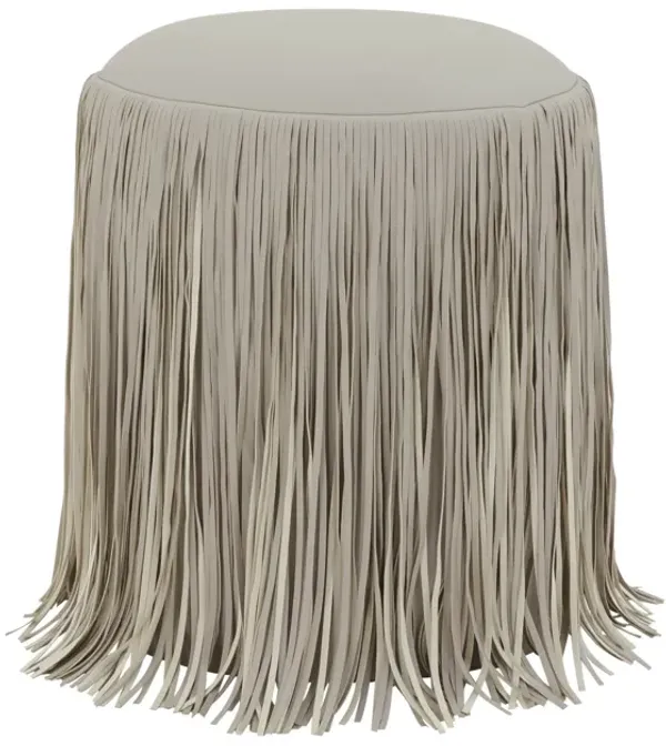 Shag Me Grey Performance Vegan Leather Ottoman