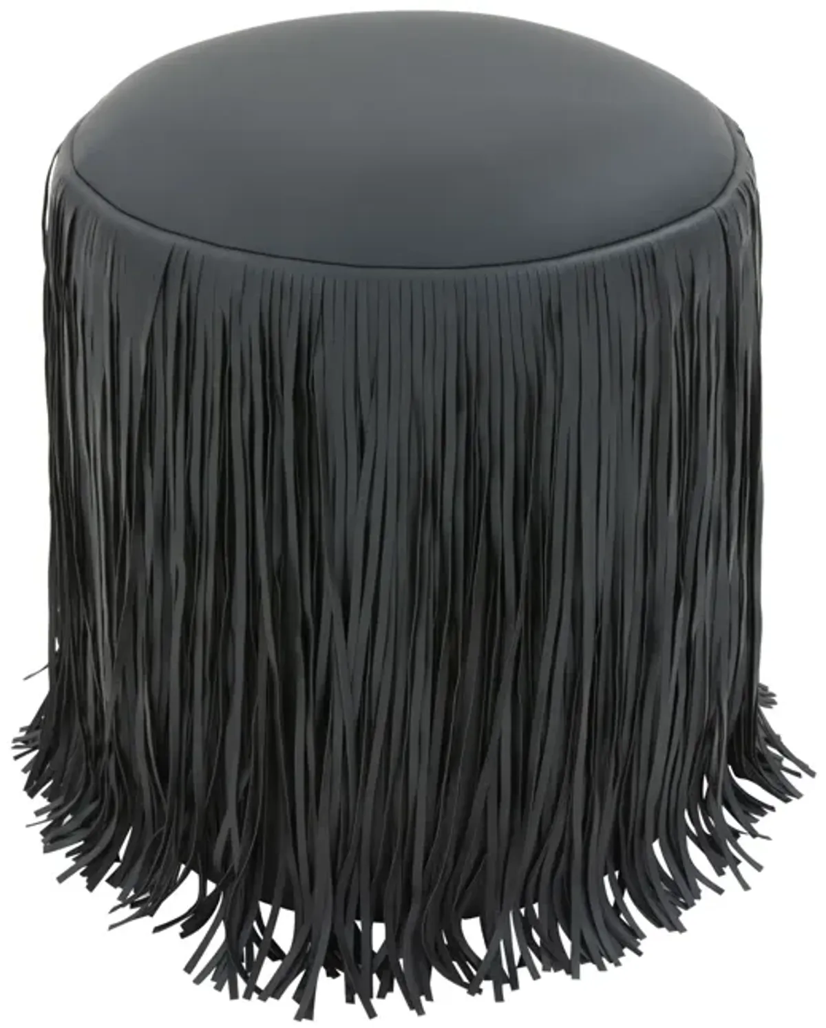 Shag Me Black Performance Vegan Leather Ottoman