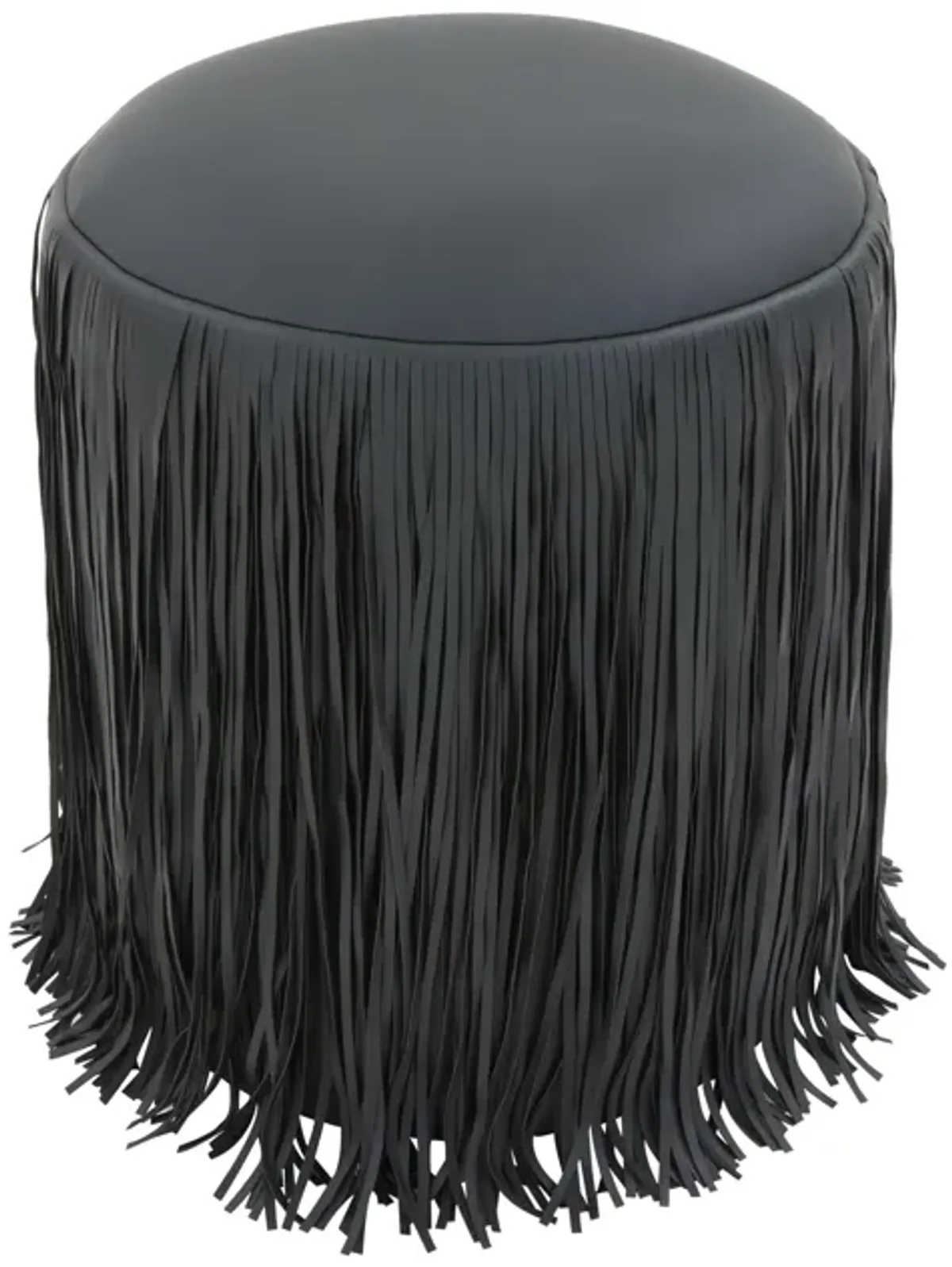 Shag Me Black Performance Vegan Leather Ottoman