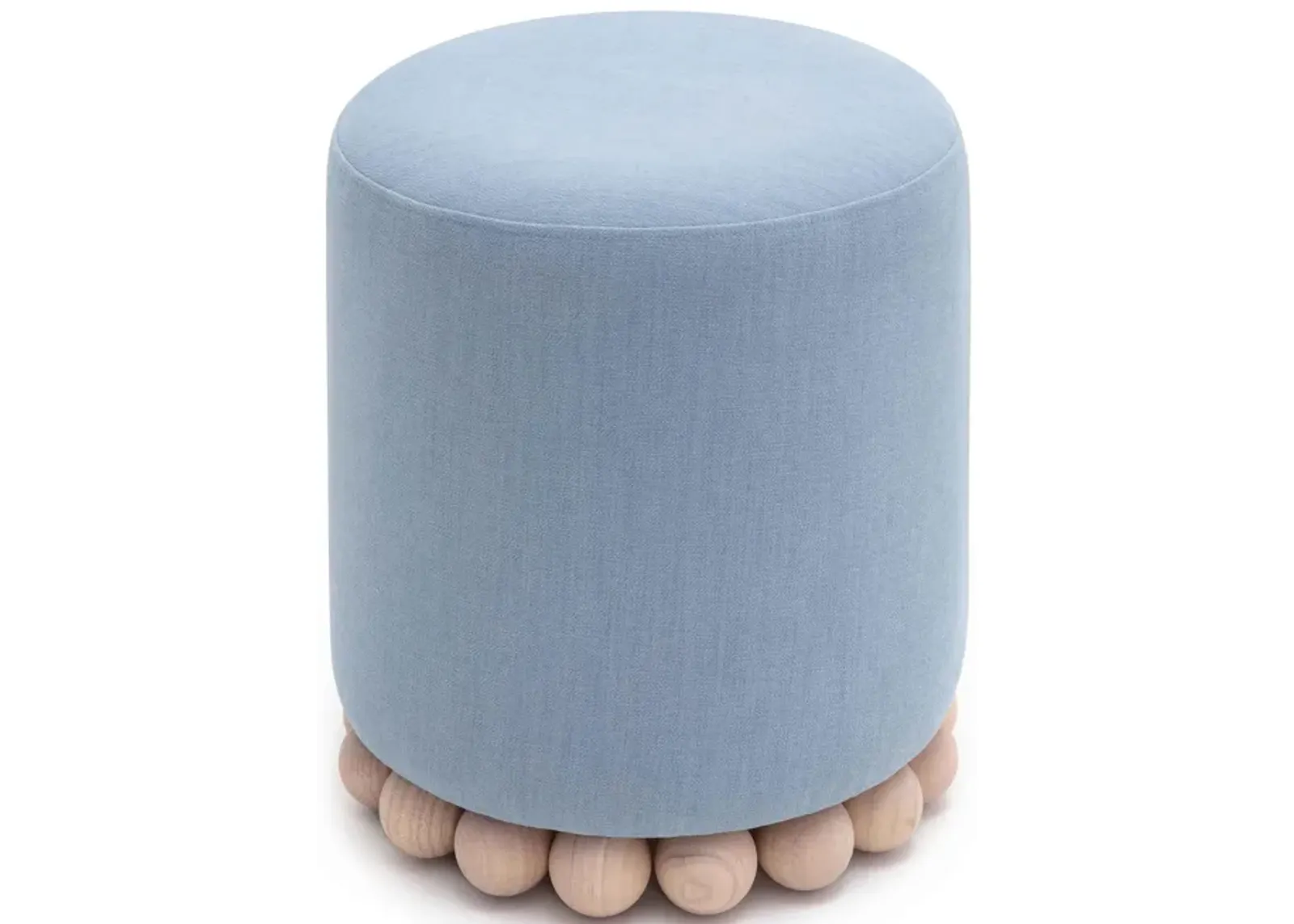 Dex Faded Blue Upcycled Fabric Ottoman