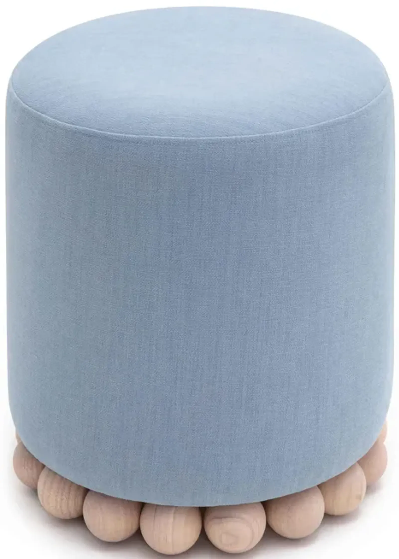 Dex Faded Blue Upcycled Fabric Ottoman