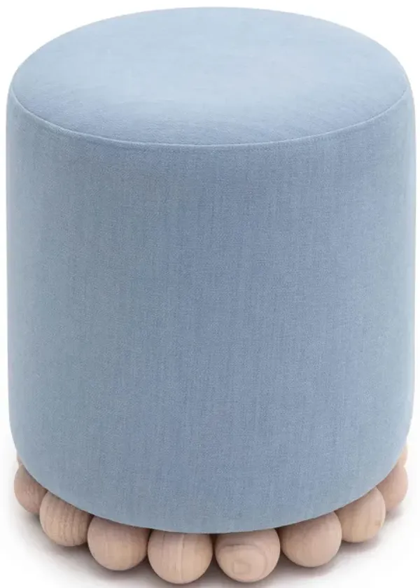 Dex Faded Blue Upcycled Fabric Ottoman