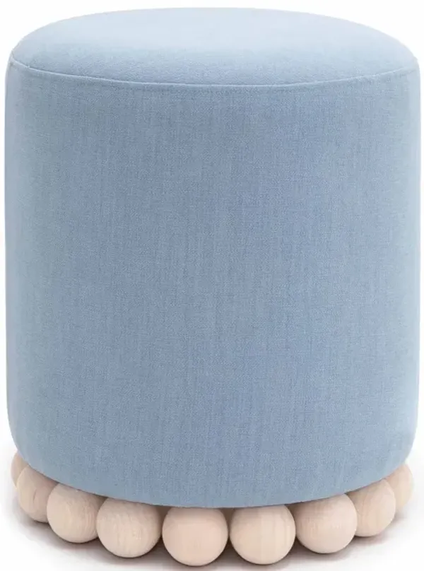 Dex Faded Blue Upcycled Fabric Ottoman