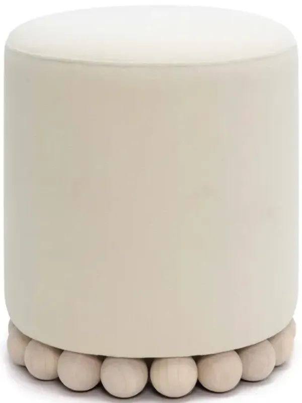 Dex Cream Upcycled Fabric Ottoman