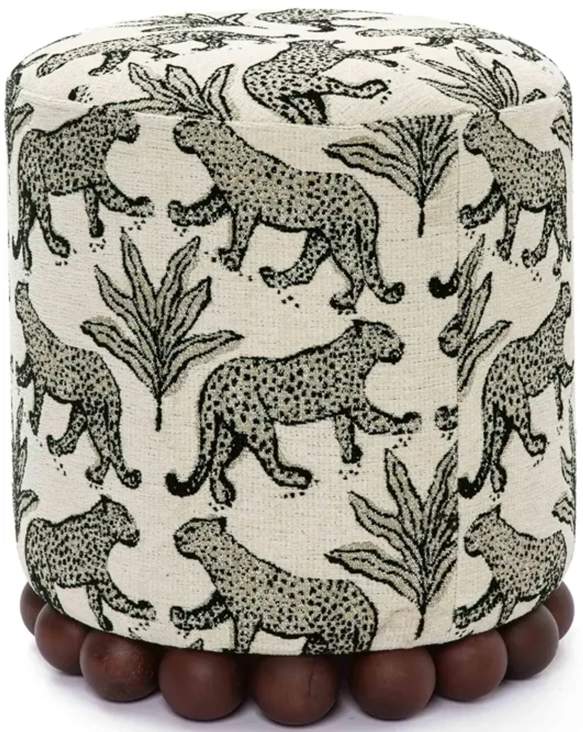Dex Cream Leopard Jacquard Ottoman