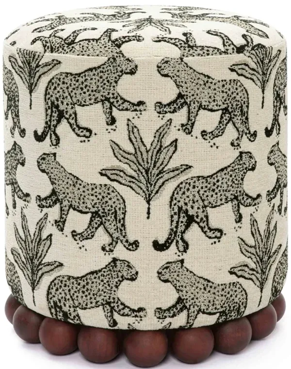 Dex Cream Leopard Jacquard Ottoman