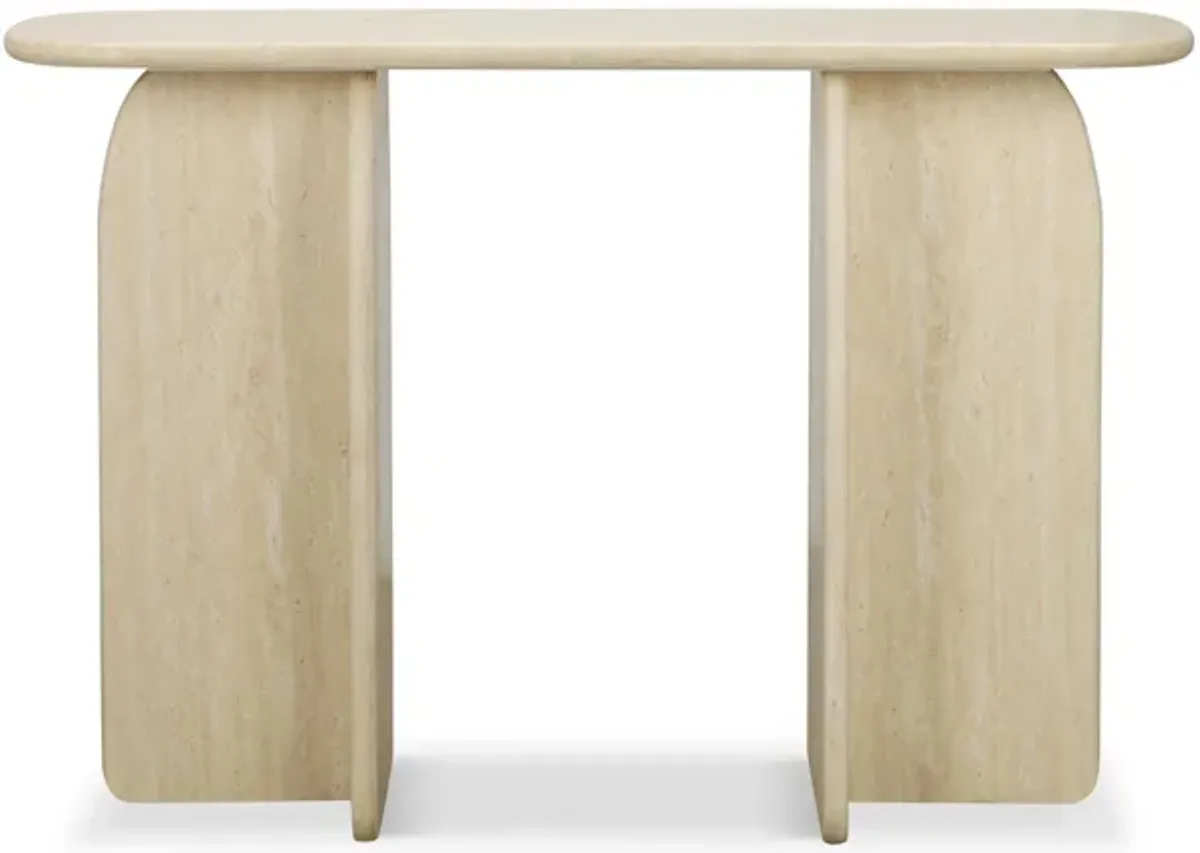 Clementine Faux Travertine Console Table