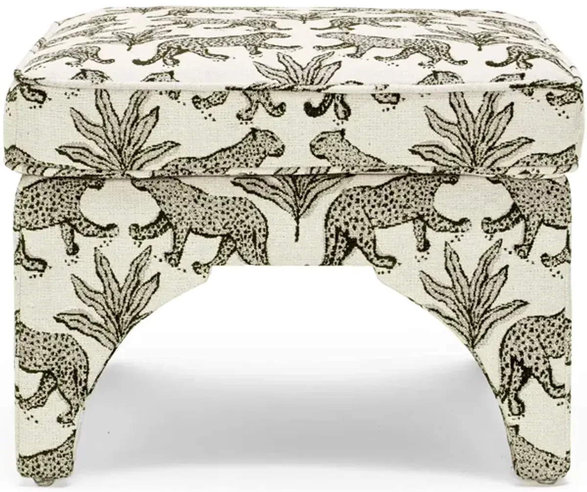 Raji Taupe Leopard Jacquard Ottoman