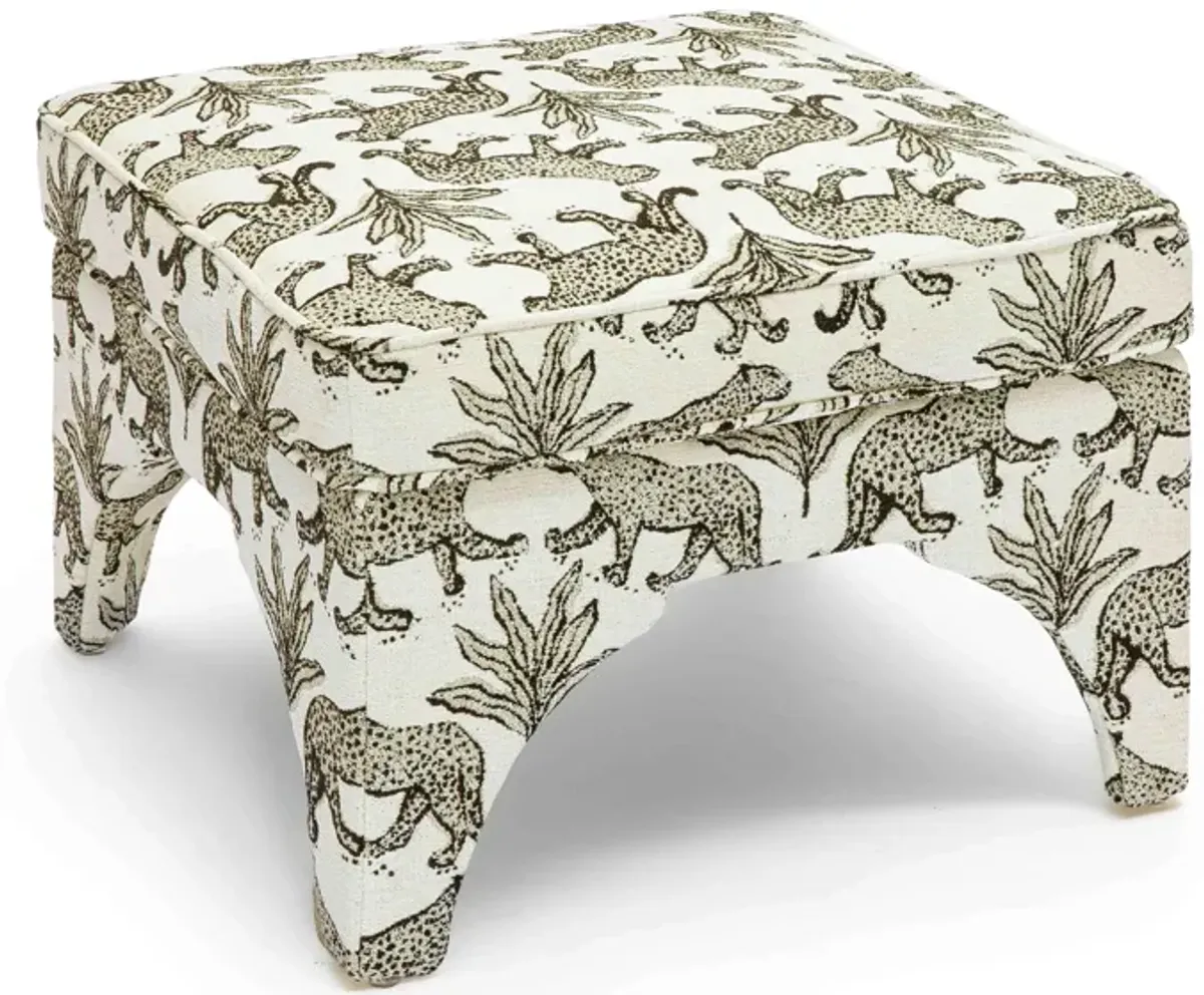 Raji Taupe Leopard Jacquard Ottoman