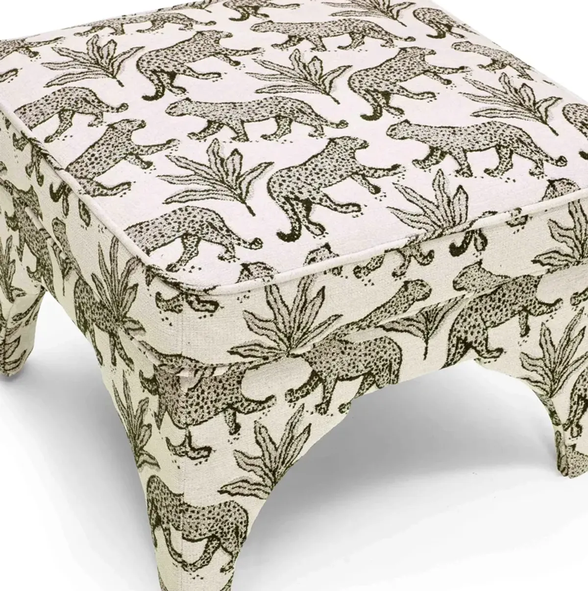 Raji Taupe Leopard Jacquard Ottoman