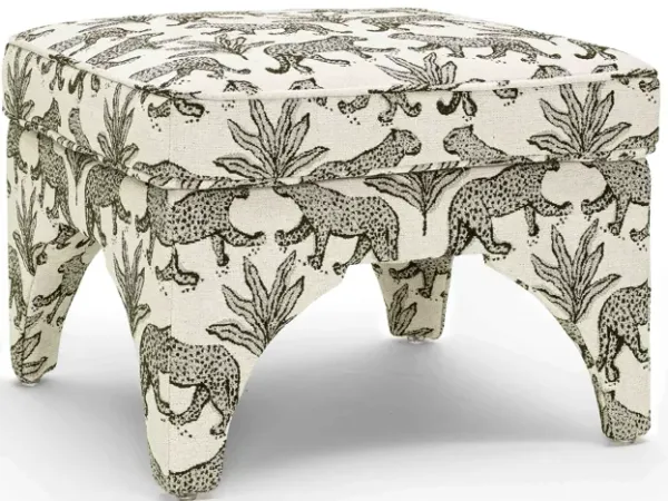 Raji Cream Leopard Jacquard Ottoman