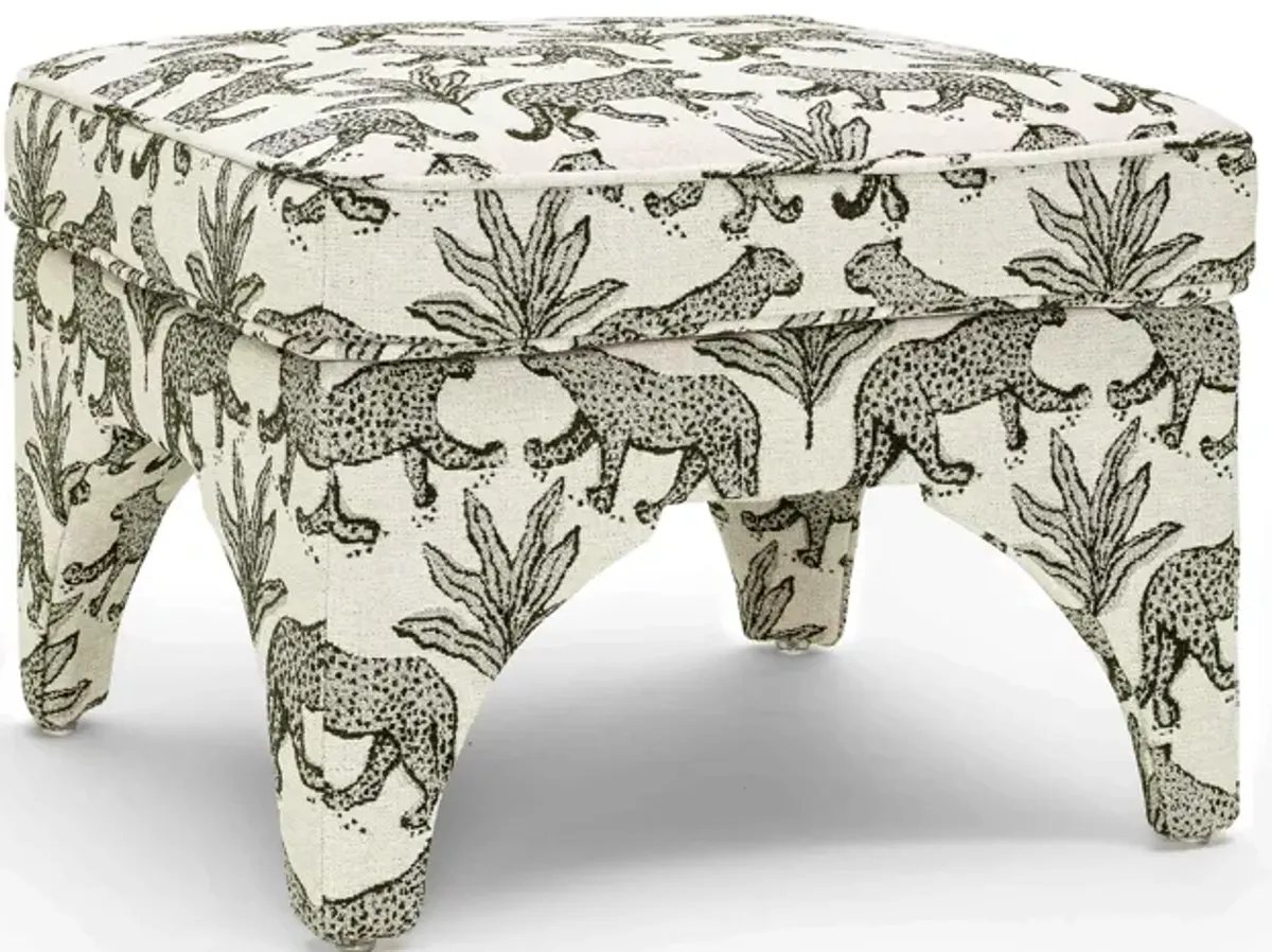 Raji Taupe Leopard Jacquard Ottoman