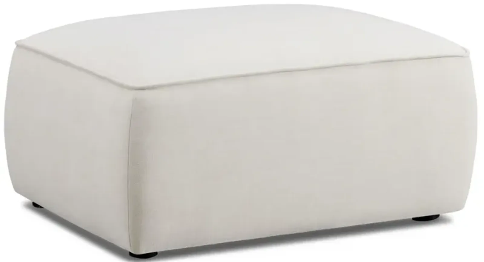 Travie Sand Upcycled Linen Ottoman